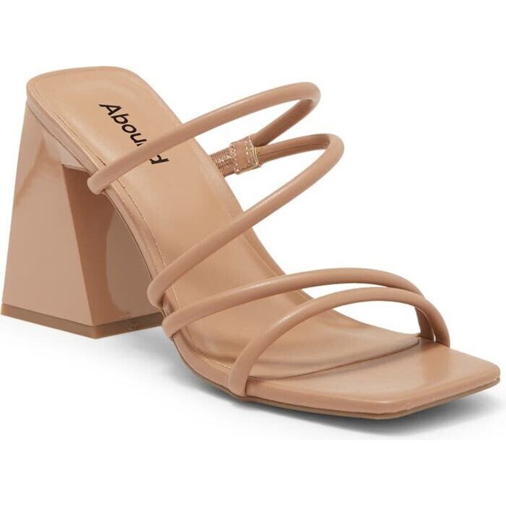 Abound Women Austyn Block Heel Strappy Sandals Size 5 Slide Faux Leather In tan